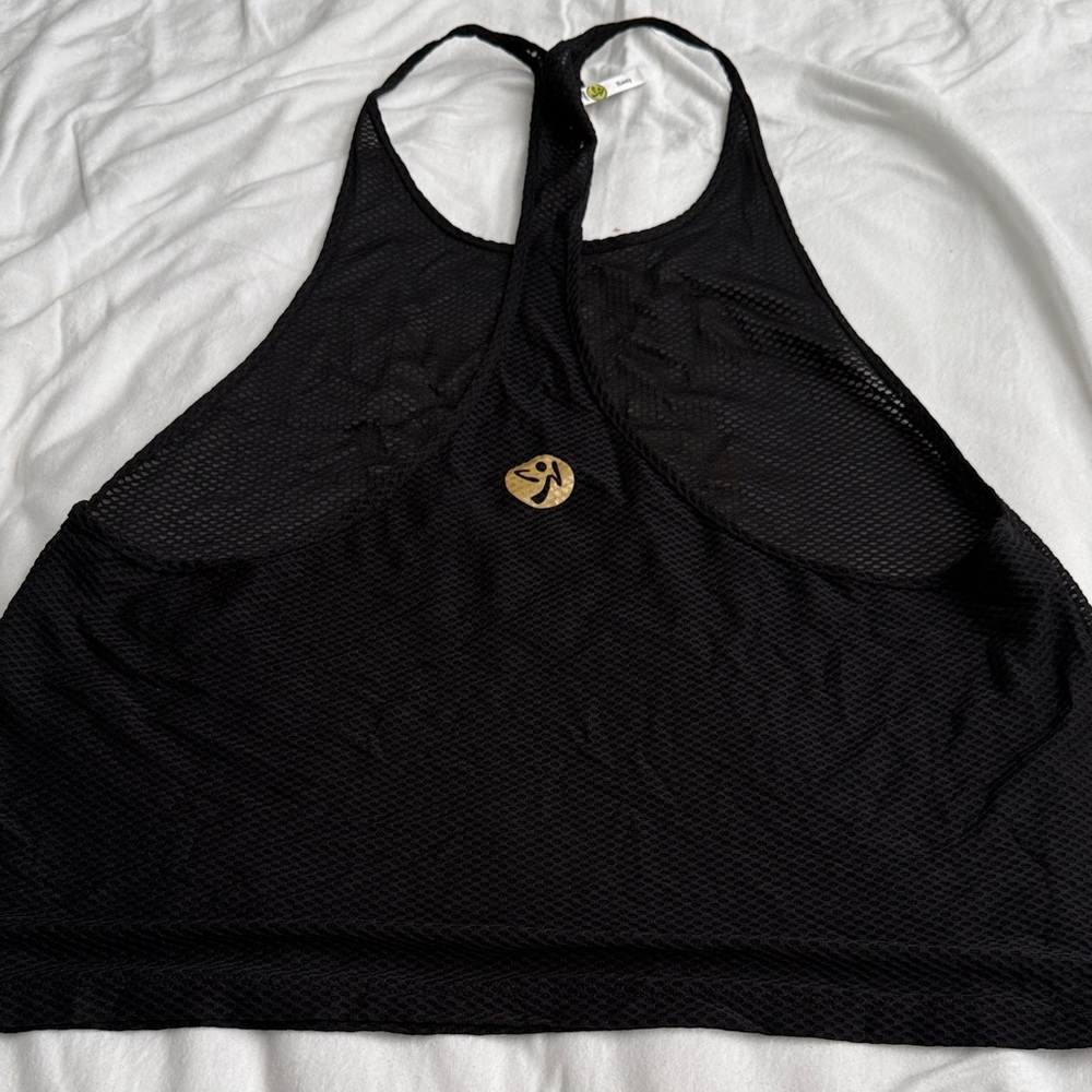 Zumba Fitness Black Racerback Tank with Gold 'Dance & Enjoy' Script - Picture 4 of 4